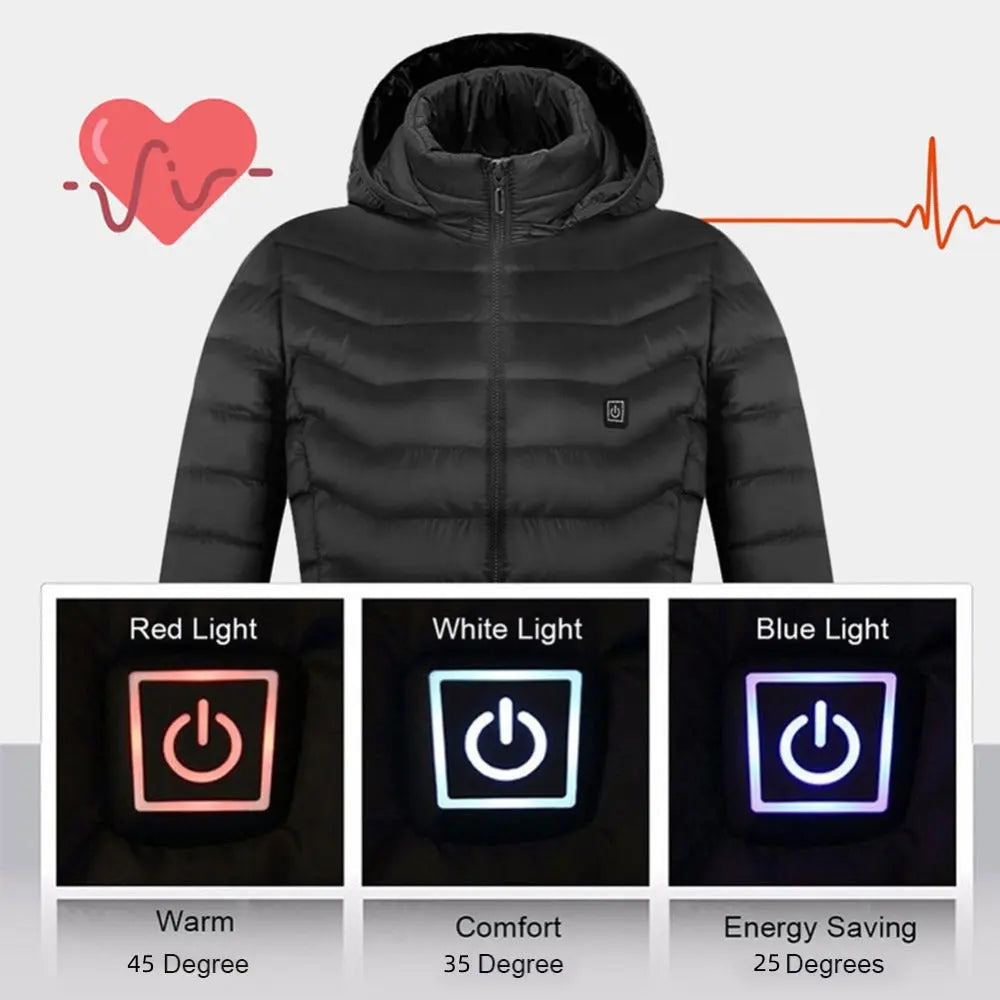 Winter Heated Jacket USB Electric Cotton Coat Zip-up Heater Thermal Clothing Heating Vest For Men SISMO