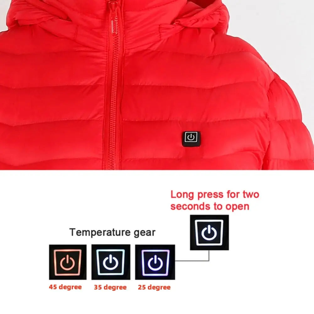 Winter Heated Jacket USB Electric Cotton Coat Zip-up Heater Thermal Clothing Heating Vest For Men SISMO