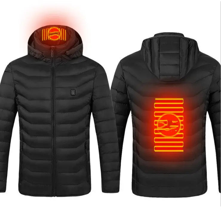 Winter Heated Jacket USB Electric Cotton Coat Zip-up Heater Thermal Clothing Heating Vest For Men SISMO