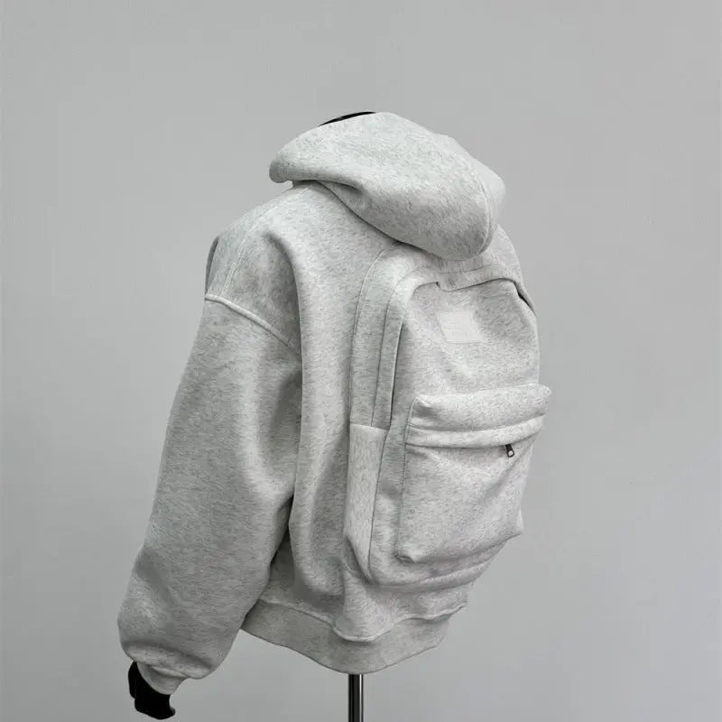 Backpack Hoodie Design Men's Coat Flower Gray SISMO