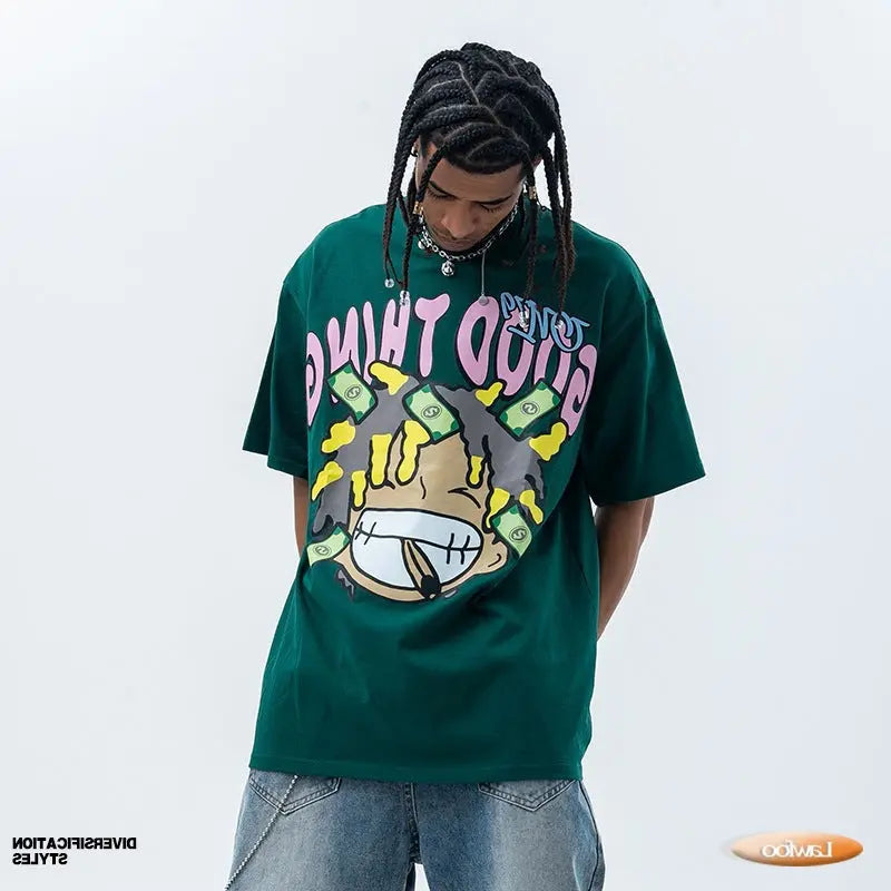 Men's Pure Cotton Street Fun Print Short Sleeve Shirt. MaiBeast