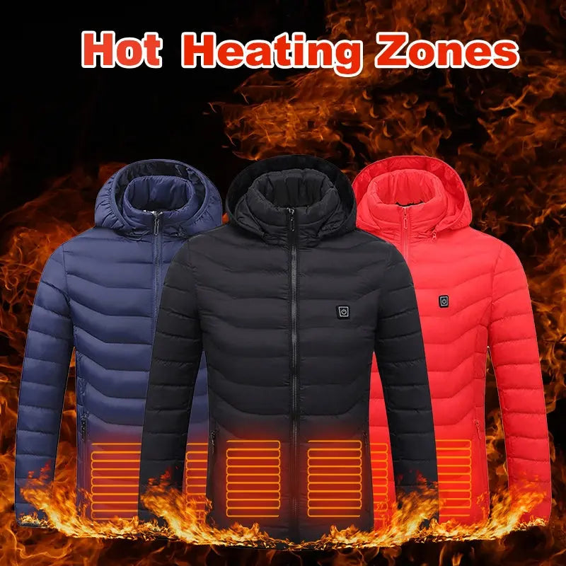 Winter Heated Jacket USB Electric Cotton Coat Zip-up Heater Thermal Clothing Heating Vest For Men SISMO