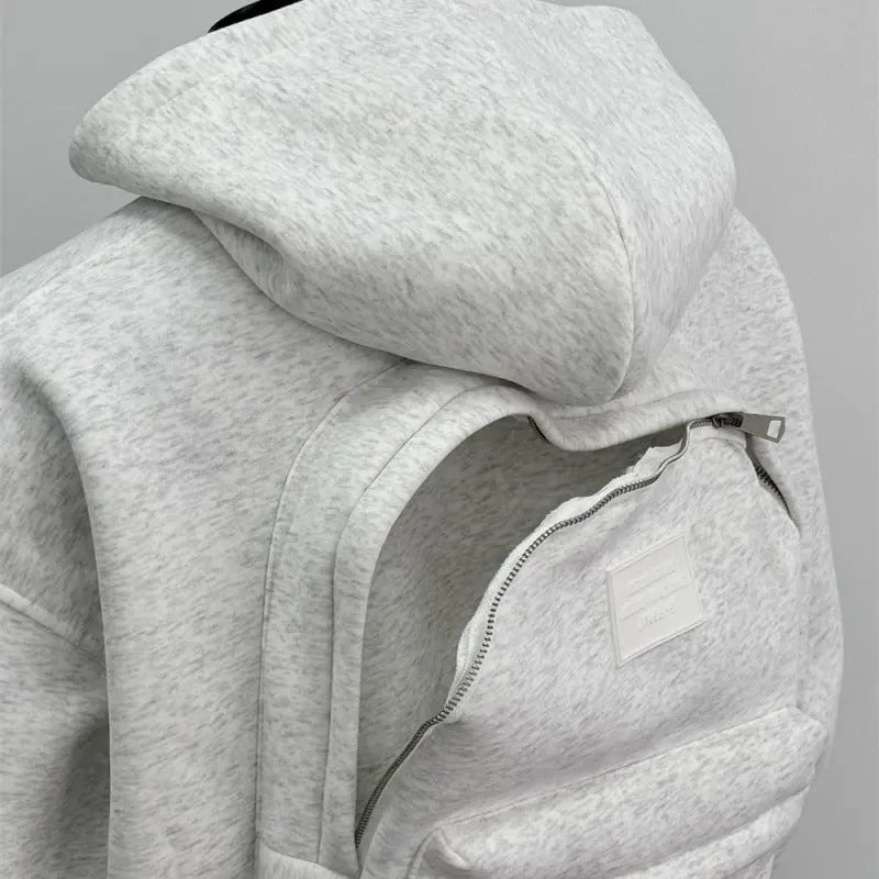 Backpack Hoodie Design Men's Coat Flower Gray SISMO