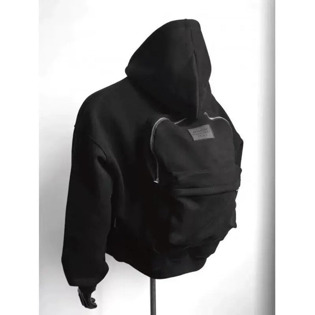 Backpack Hoodie Design Men's Coat Flower Gray SISMO