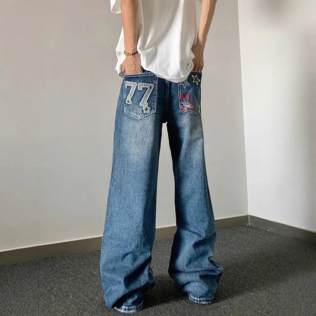 Designer Embroidered High-waisted Retro Loose Slimming Pants MaiBeast