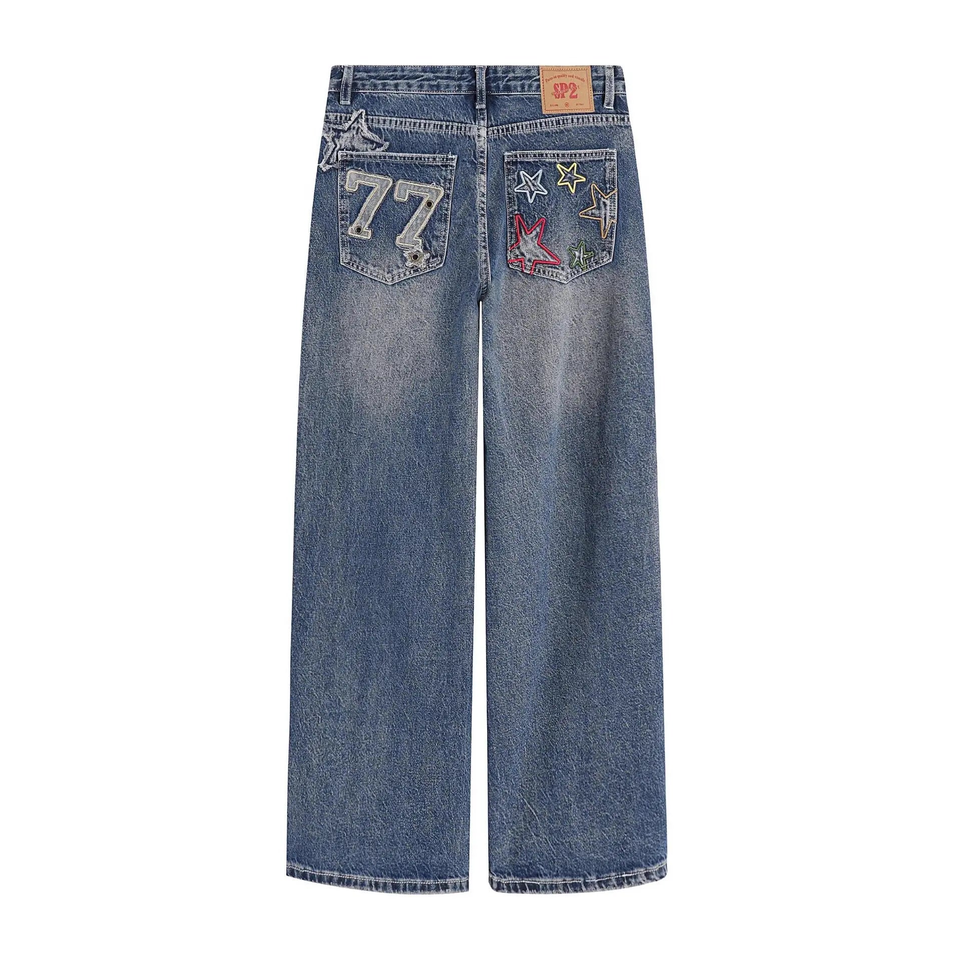 Designer Embroidered High-waisted Retro Loose Slimming Pants MaiBeast