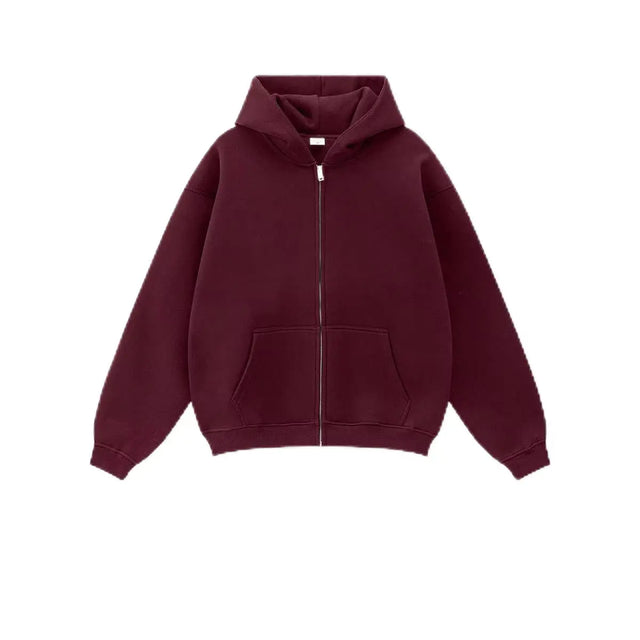 New Arrival Winter Thick 345 Grams Cotton Fleece Lining Hoodies Printing Vintage Washed Men Zip up Hoodie for Man