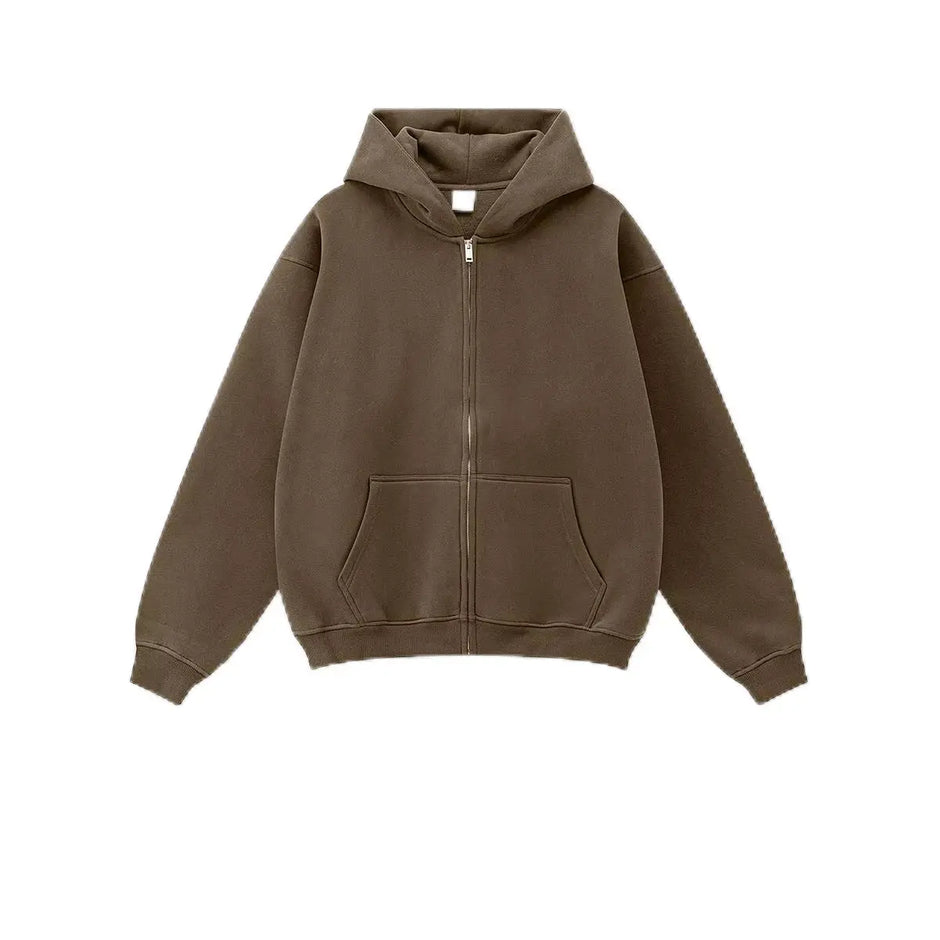 New Arrival Winter Thick 345 Grams Cotton Fleece Lining Hoodies Printing Vintage Washed Men Zip up Hoodie for Man