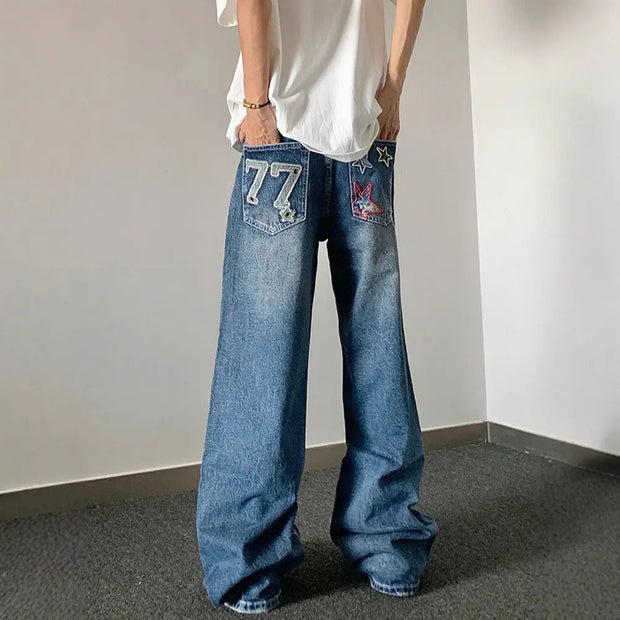 Designer Embroidered High-waisted Retro Loose Slimming Pants MaiBeast