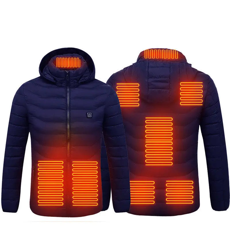 Winter Heated Jacket USB Electric Cotton Coat Zip-up Heater Thermal Clothing Heating Vest For Men SISMO