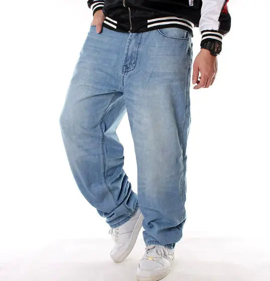 European And American Hip-hop Jeans Men's Casual Loose Fit Pants Plus Size MaiBeast