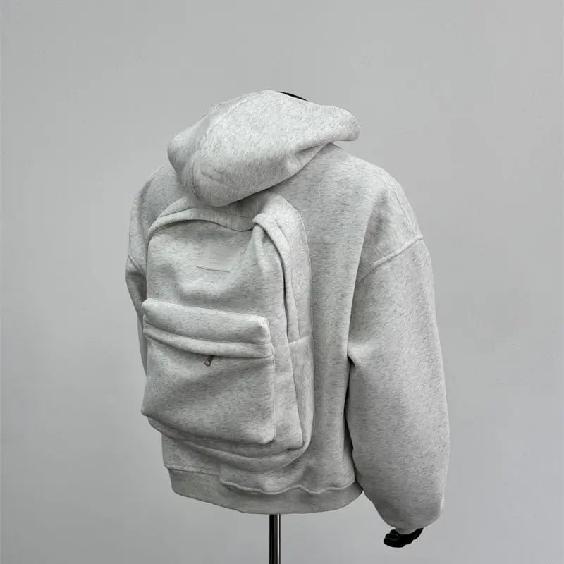 Backpack Hoodie Design Men's Coat Flower Gray SISMO