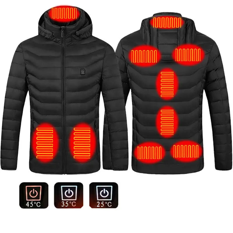 Winter Heated Jacket USB Electric Cotton Coat Zip-up Heater Thermal Clothing Heating Vest For Men SISMO