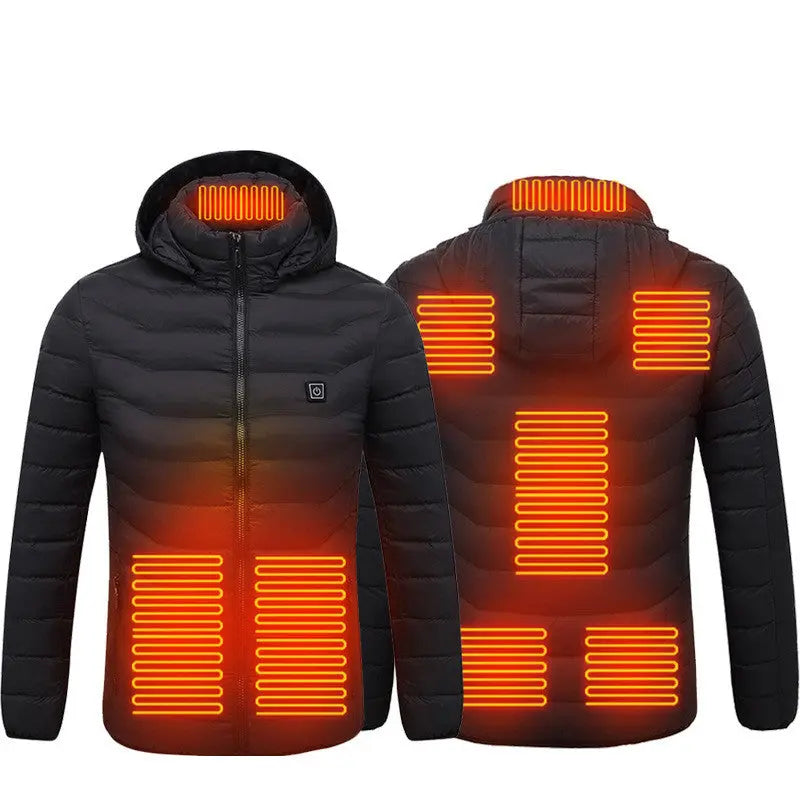 Winter Heated Jacket USB Electric Cotton Coat Zip-up Heater Thermal Clothing Heating Vest For Men SISMO