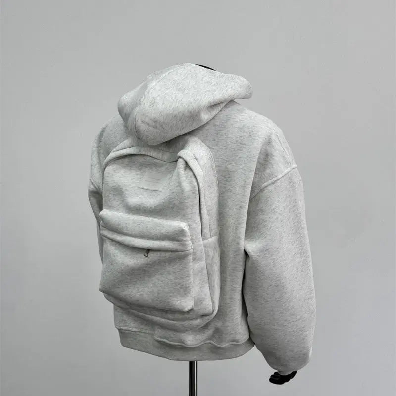 Backpack Hoodie Design Men's Coat Flower Gray SISMO