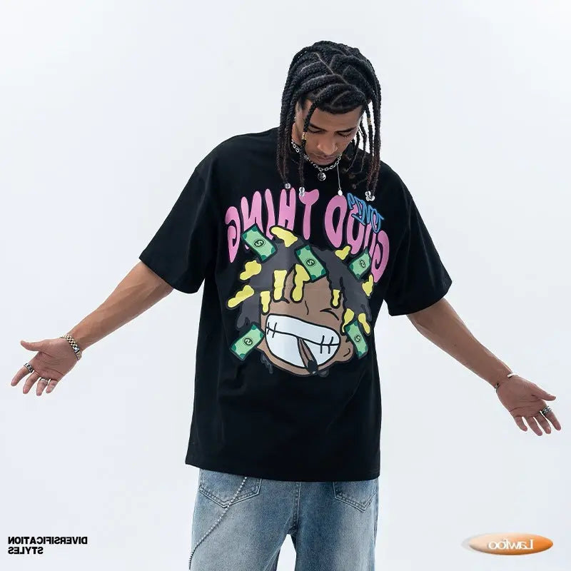 Men's Pure Cotton Street Fun Print Short Sleeve Shirt. MaiBeast