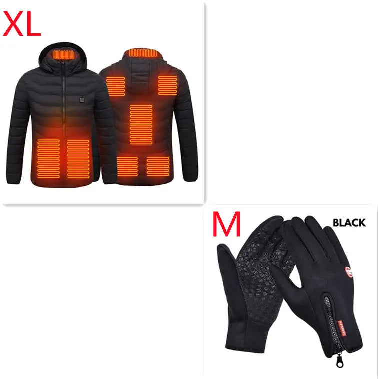 Winter Heated Jacket USB Electric Cotton Coat Zip-up Heater Thermal Clothing Heating Vest For Men SISMO